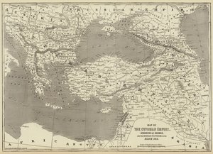 Kaart van het Ottomaanse Rijk, Koninkrijk Griekenland en de Russische Provincies aan de Zwarte Zee